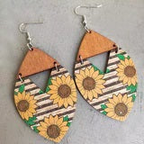 Wooden Triangle Cutout 07 - Floral Earrings MNC