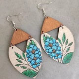 Wooden Triangle Cutout 10 - Floral Earrings MNC