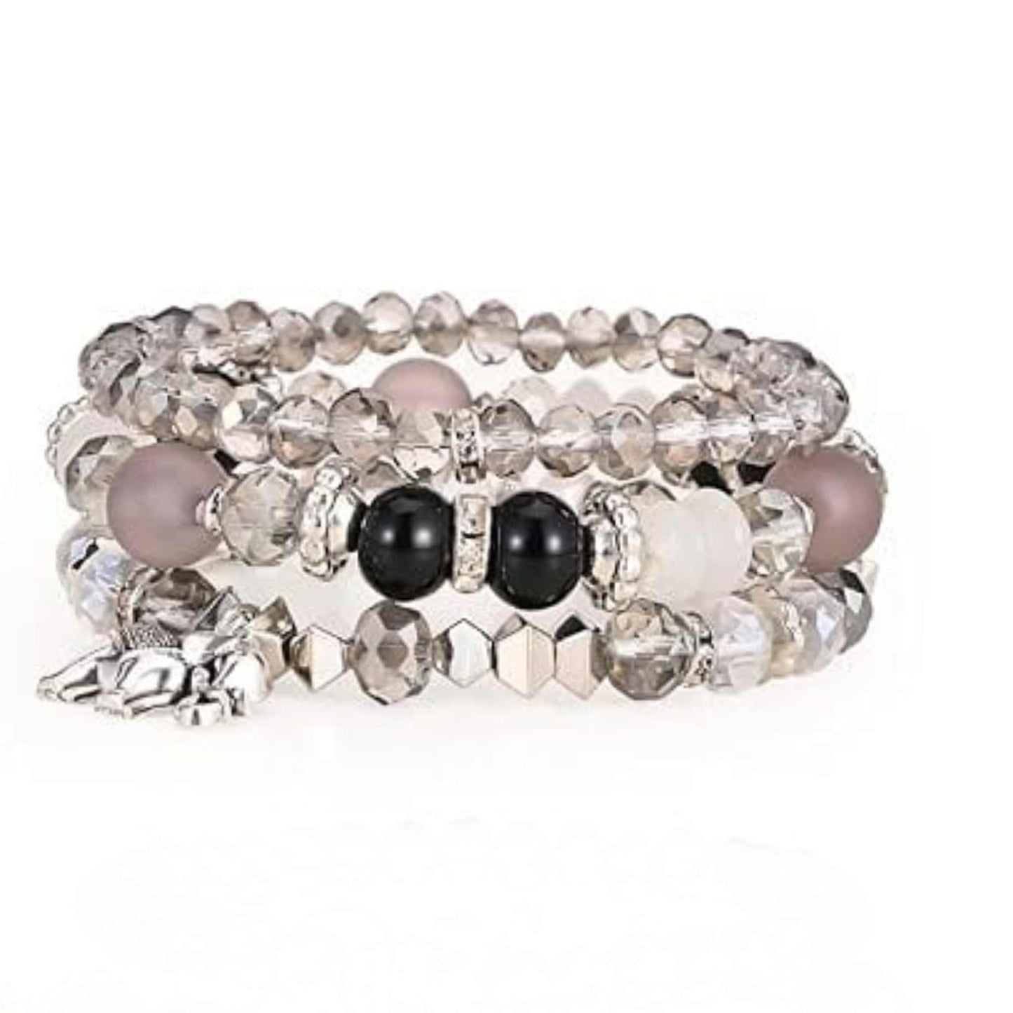 Boho 124 Silver Elephant Multi-layer Beaded Bracelet MN