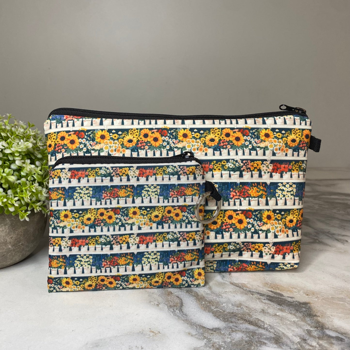 Pouch & Mini Pouch Bundled Set - Sunflower Pots