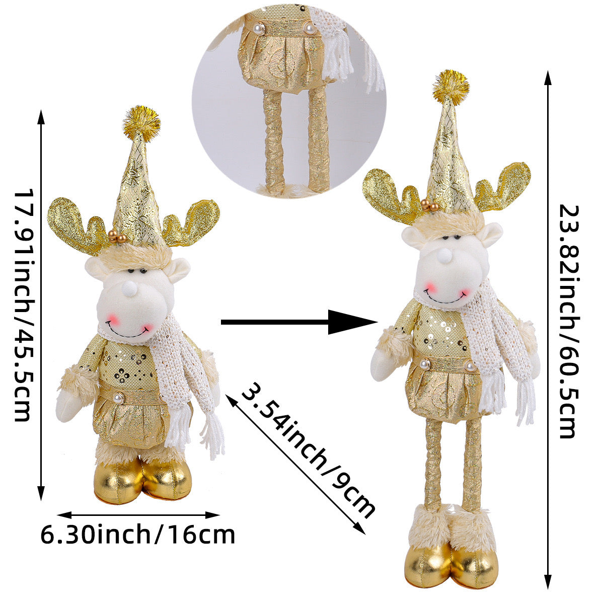 Telescopic Standing Christmas Decor - Gold