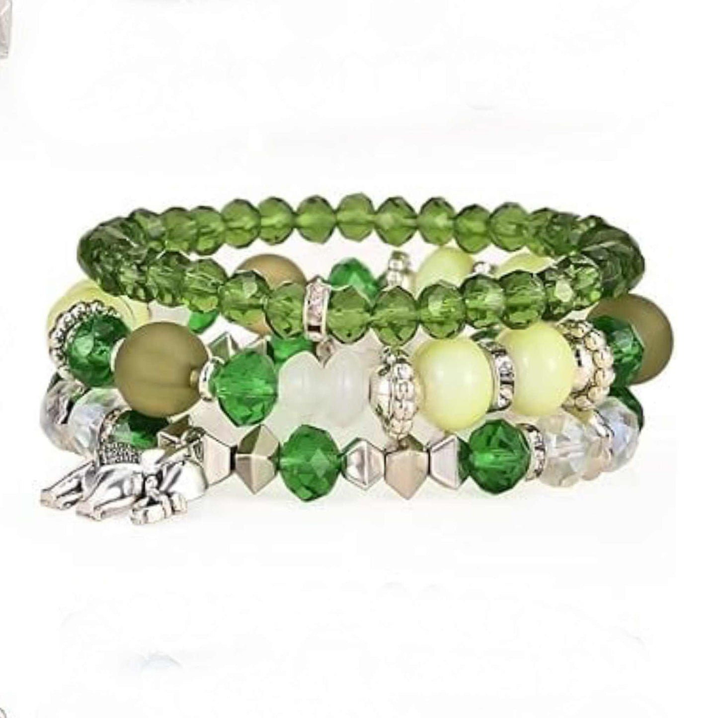 Boho 126 Silver Elephant Multi-layer Beaded Bracelet MN