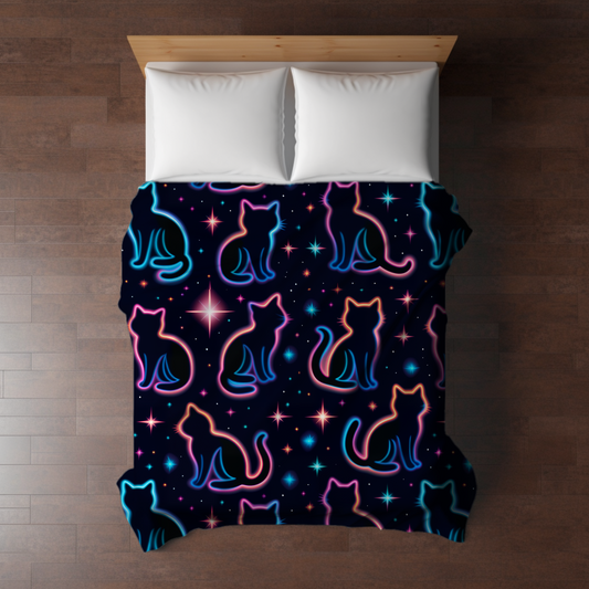 Blanket - Halloween - Black Cat Rainbow Outline