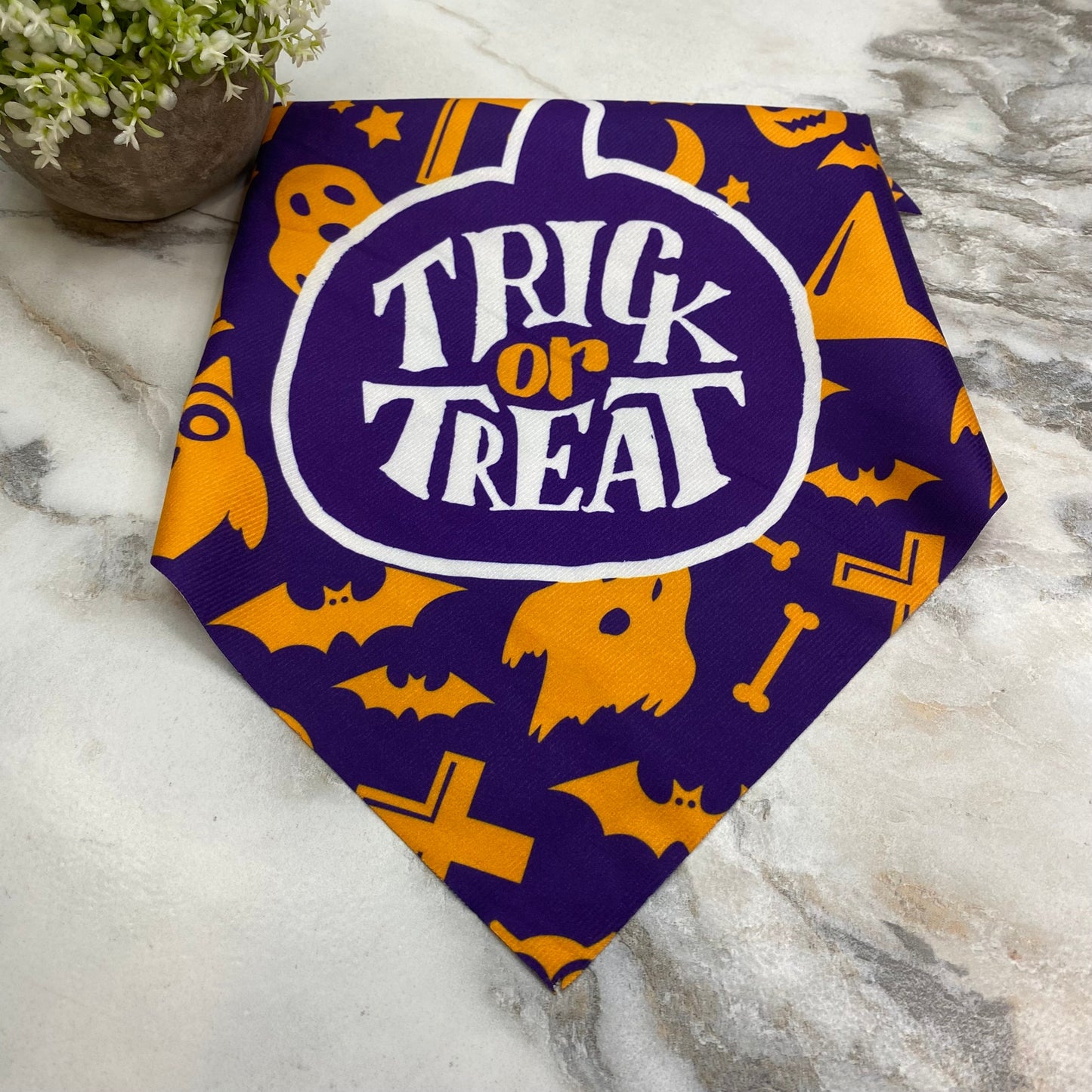 Dog Bandana - Halloween - Trick or Treat Purple Orange MNC
