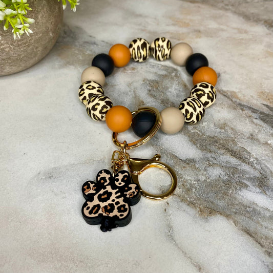 Silicone Bracelet Keychain - Dog Paw Animal Print #1