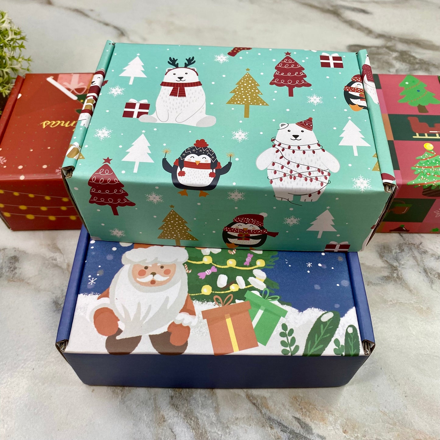 Christmas Gift Box with Crinkle Paper - Small MNC