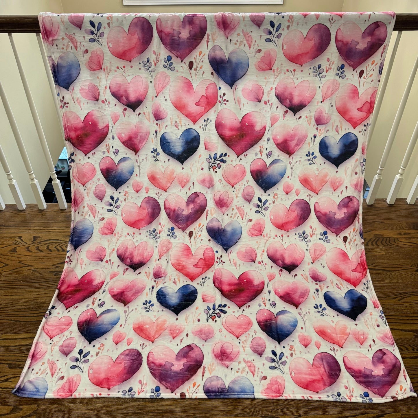 Blanket - Valentine’s Day - Watercolor Hearts