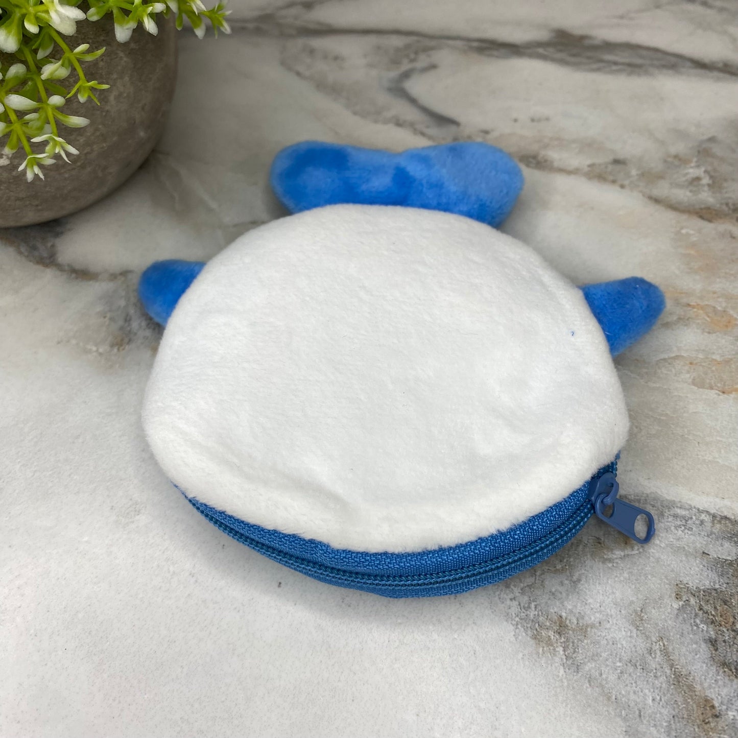 Coin Pouch - Velour Whale - Light Blue