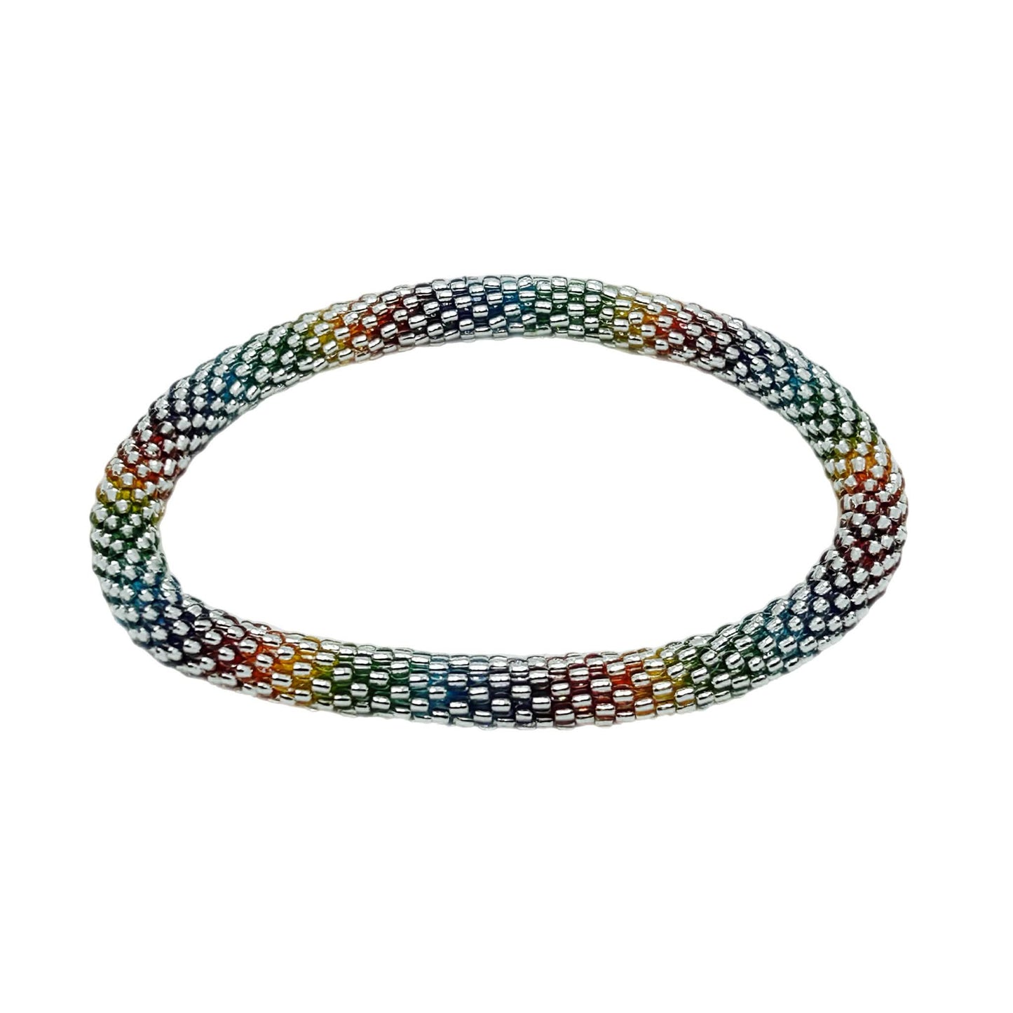 Glass Beads 33 Rainbow Glow Bracelet - Extended 8" MN