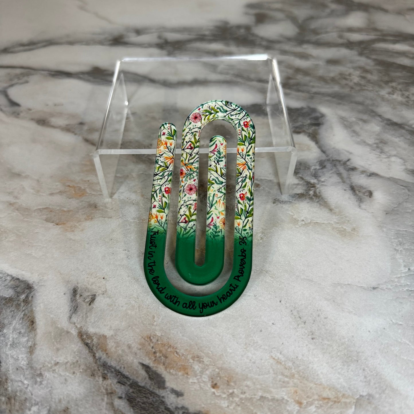 Jumbo Paperclip - Green Religious Floral
