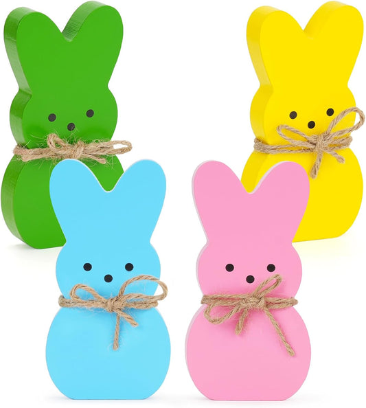 4 Pcs Bunny Table Decorations Wooden MN