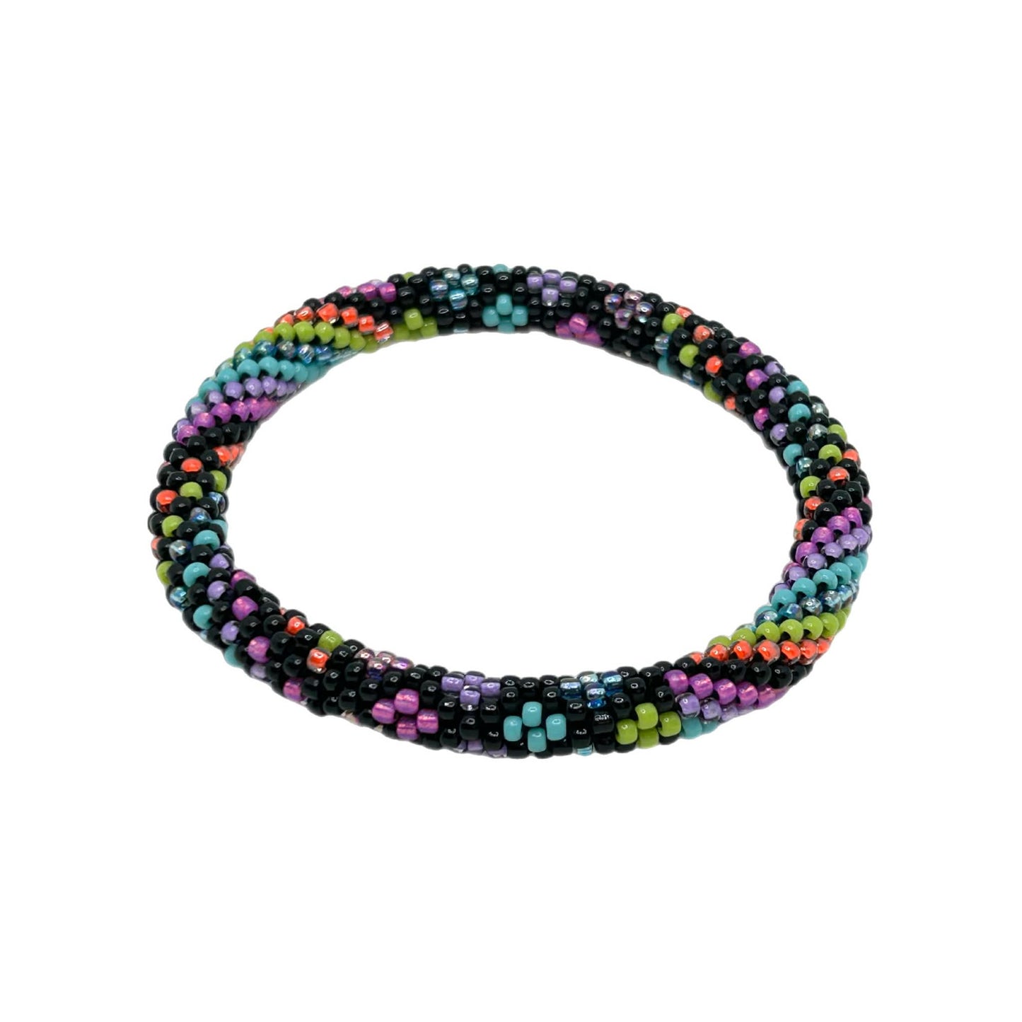 Glass Beads 50 Rainbow Tiki Bracelet 7 inch MN
