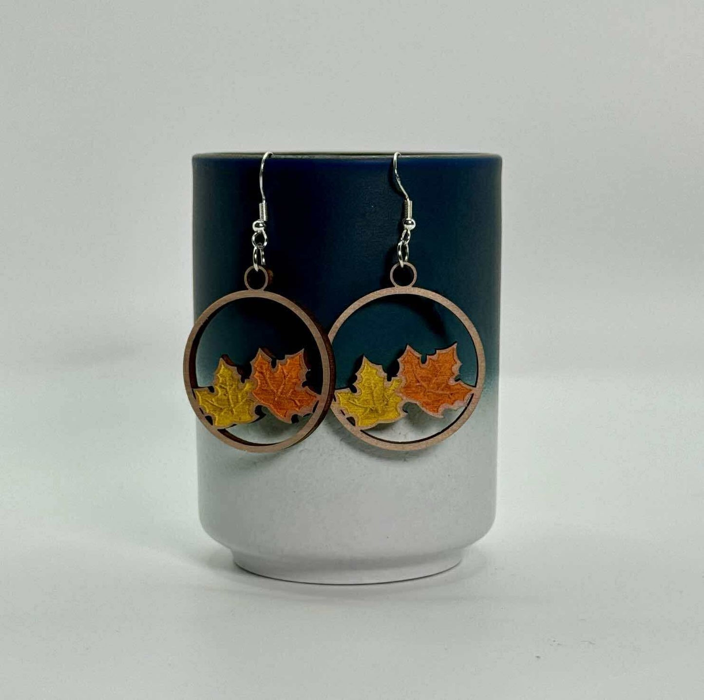 Dangle Earrings - Halloween Fall - Wood Leaves - PREORDER Ends 10/2