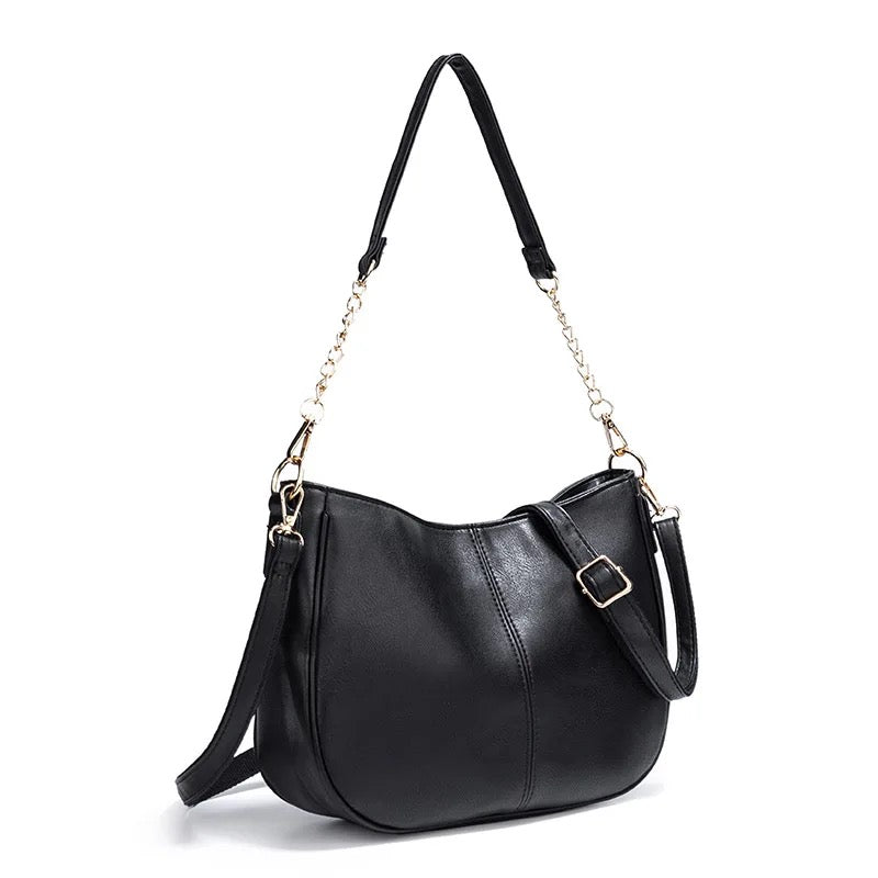 Rachael Crossbody Purse - Faux Leather Strap Black MNC