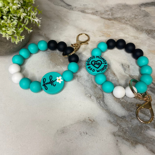 Silicone Bracelet Keychain - Mom Adult - Teal