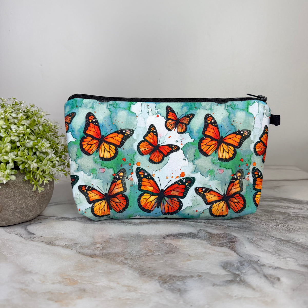 Pouch - Butterfly Orange Blue Watercolor