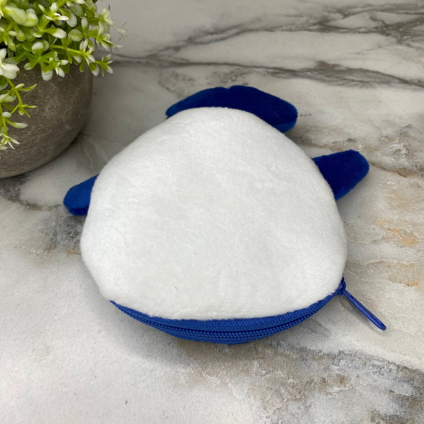 Coin Pouch - Velour Whale - Dark Blue