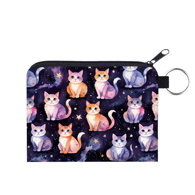 Mini Pouch - Cats Orange Purple Galaxy