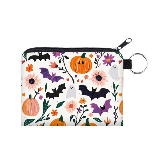 Mini Pouch - Halloween - White Pumpkin Bat