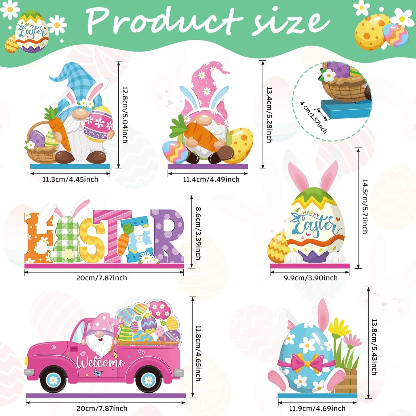 6 Pcs Easter Table Signs Wooden Happy Easter MN