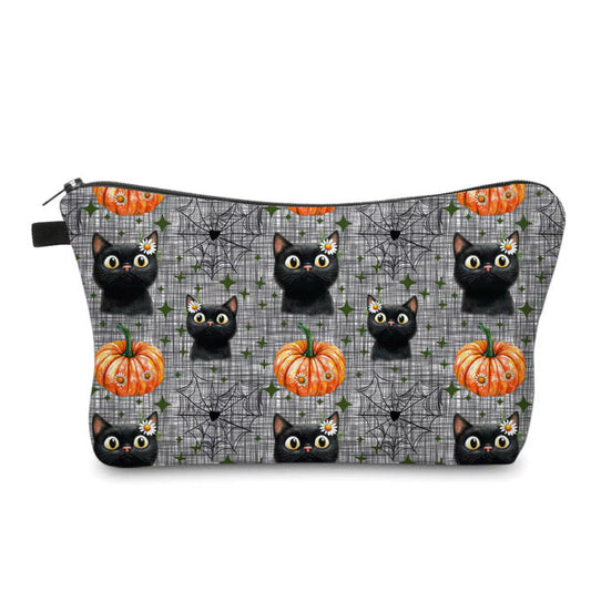 Pouch - Halloween - Black Cat Daisy Pumpkin
