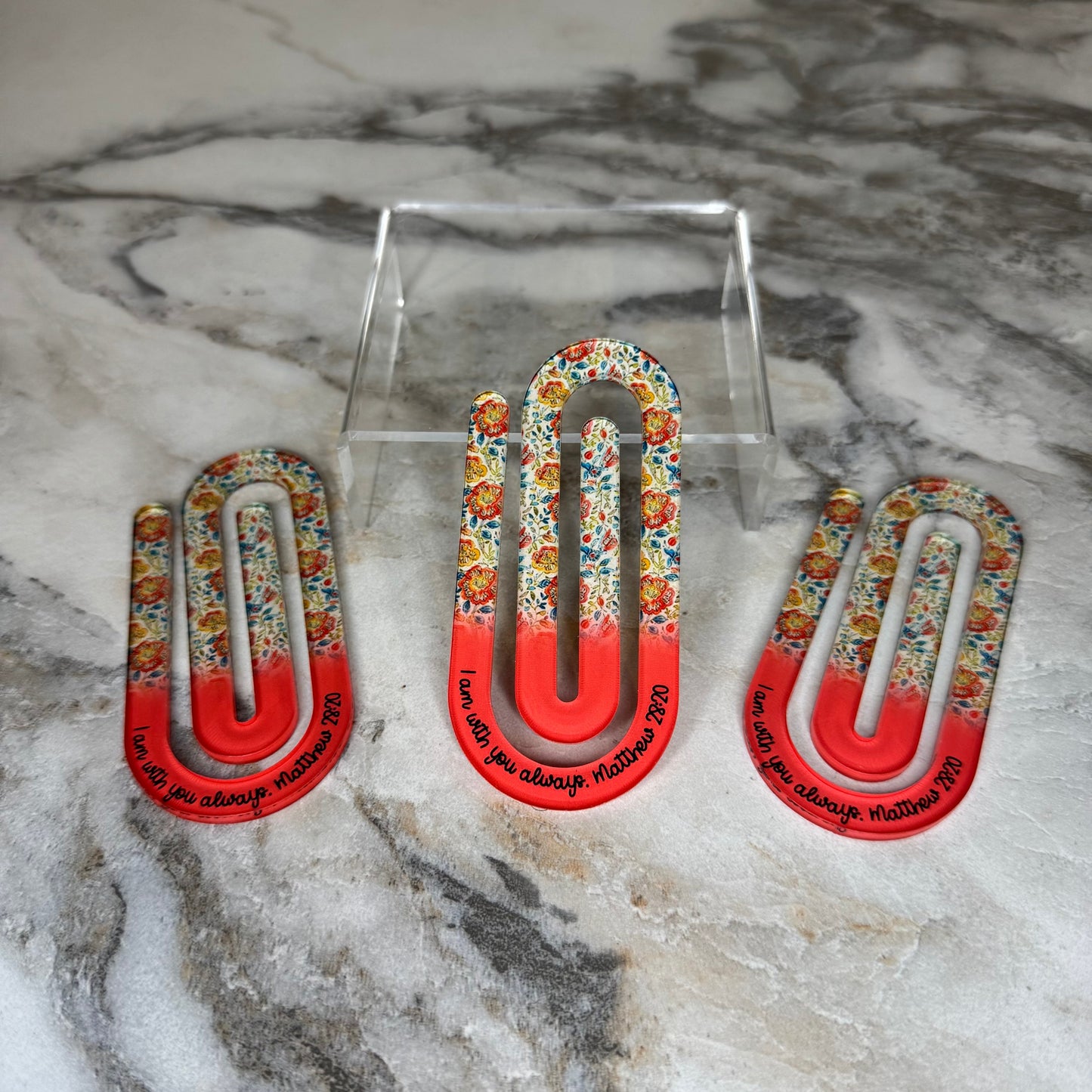 Jumbo Paperclip - Coral Religious Floral