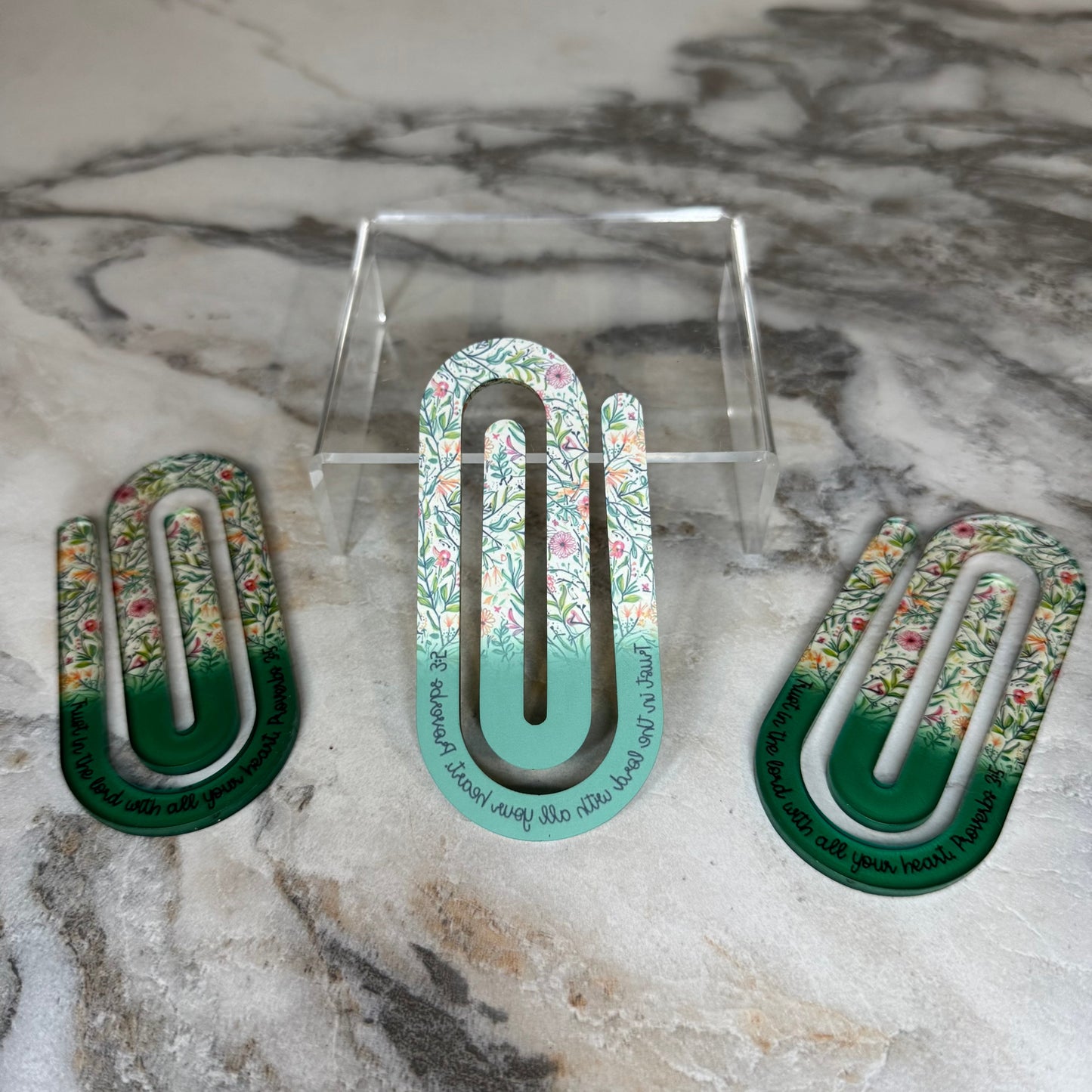 Jumbo Paperclip - Green Religious Floral