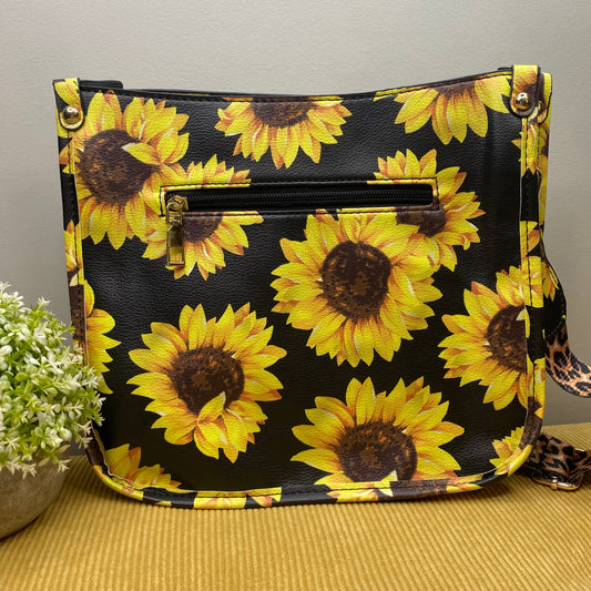Audrey Crossbody Purse - Sunflowers on Black MN