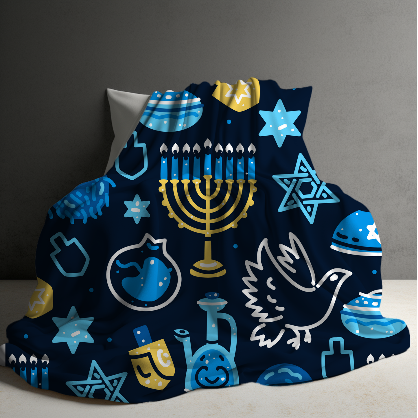 Blanket - Navy Hanukkah Holiday