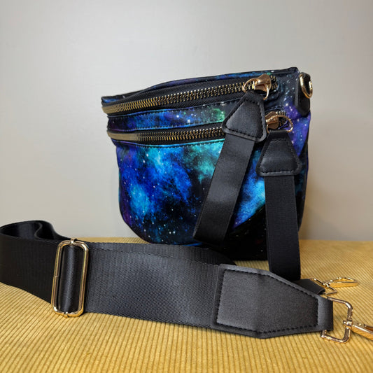 Roni - Nylon Crossbody - Blue Green Purple Galaxy