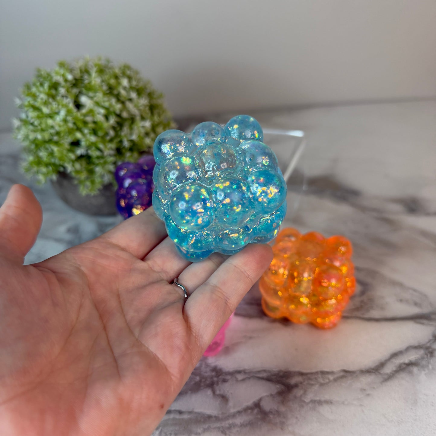 Squishy Toy - Smooth Cube, Glitter - PREORDER