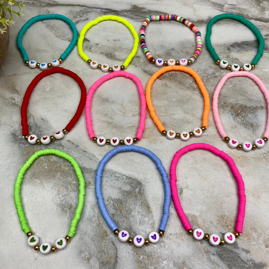 Bracelet - Clay + Bead - Valentine’s Day Hearts Mix