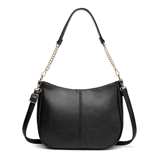 Rachael Crossbody Purse - Faux Leather Strap Black MNC
