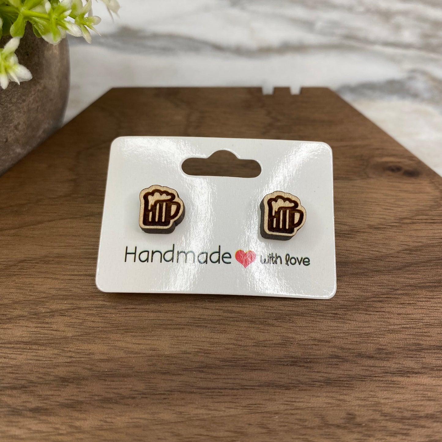 Wooden Stud Earrings - St. Patrick’s Day - Mug