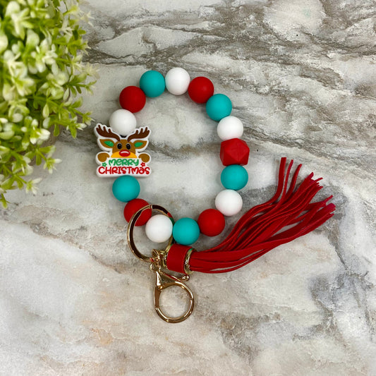 Silicone Bracelet Keychain - Christmas - Merry Christmas Reindeer MNC
