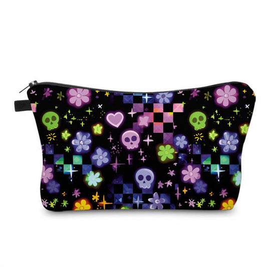 Pouch - Halloween Fall - Skull Check Floral Star