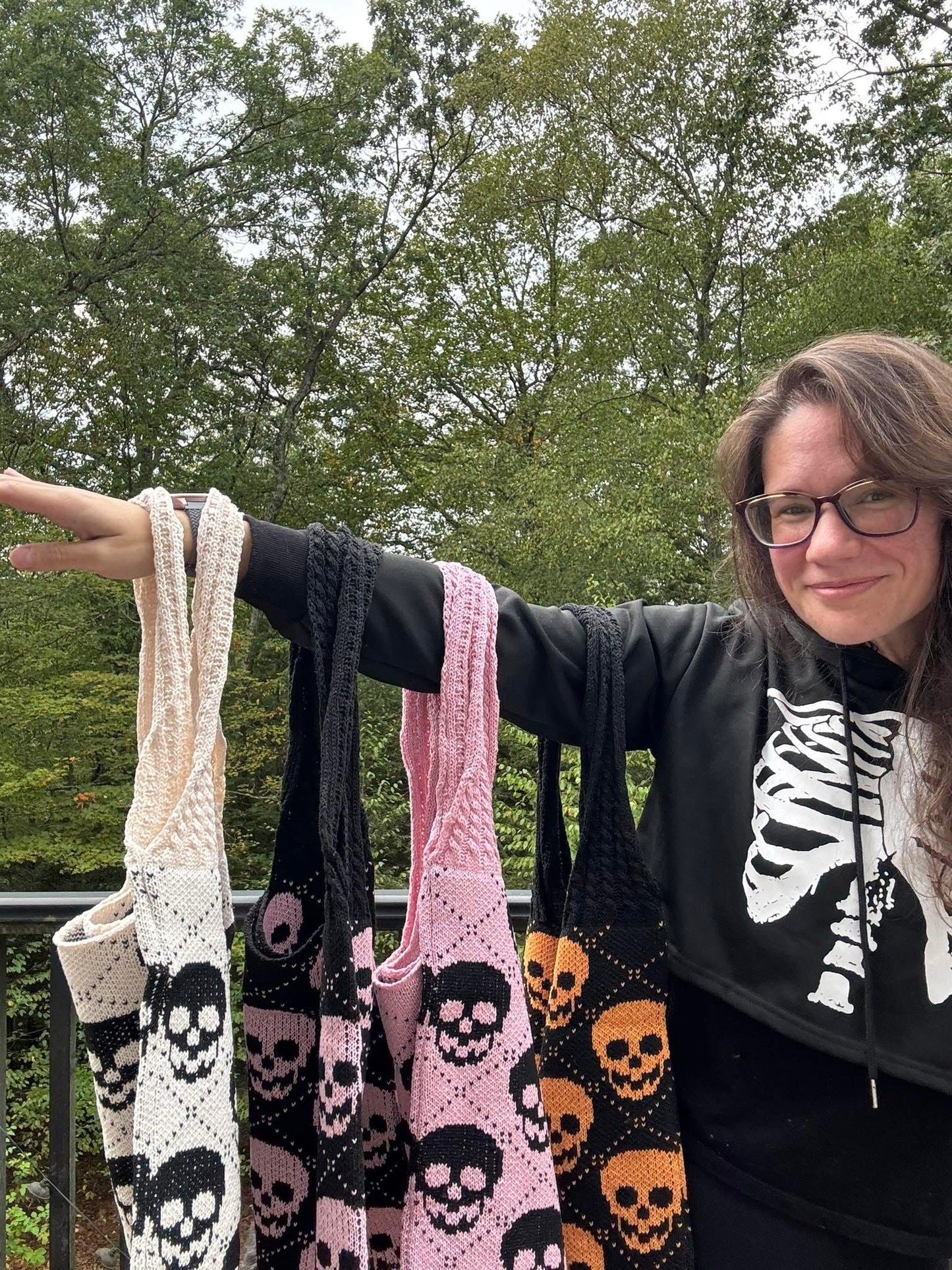 Tote Bag - Knit Sweater - Halloween Skull - PREORDER 8/18-8/21