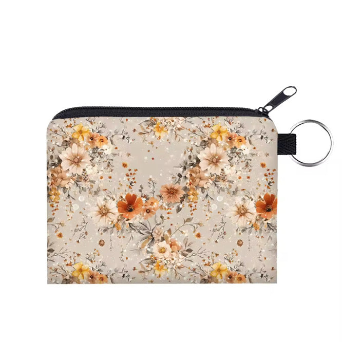 Mini Pouch - Floral Tan Orange