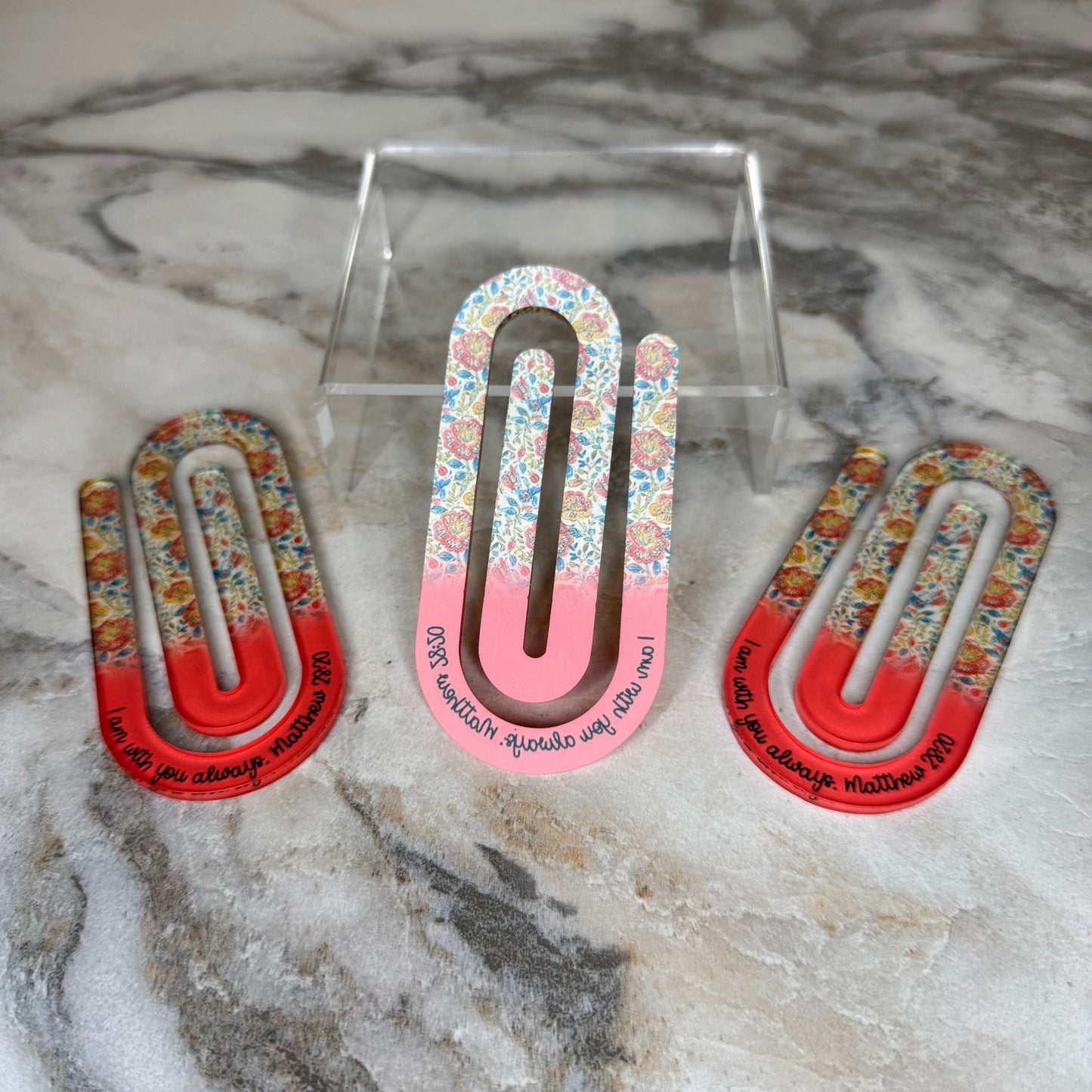 Jumbo Paperclip - Coral Religious Floral