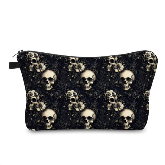 Pouch - Black Floral Skull