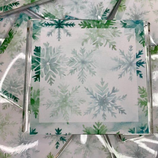 The Sticky Note Collection - Green Teal Snowflakes