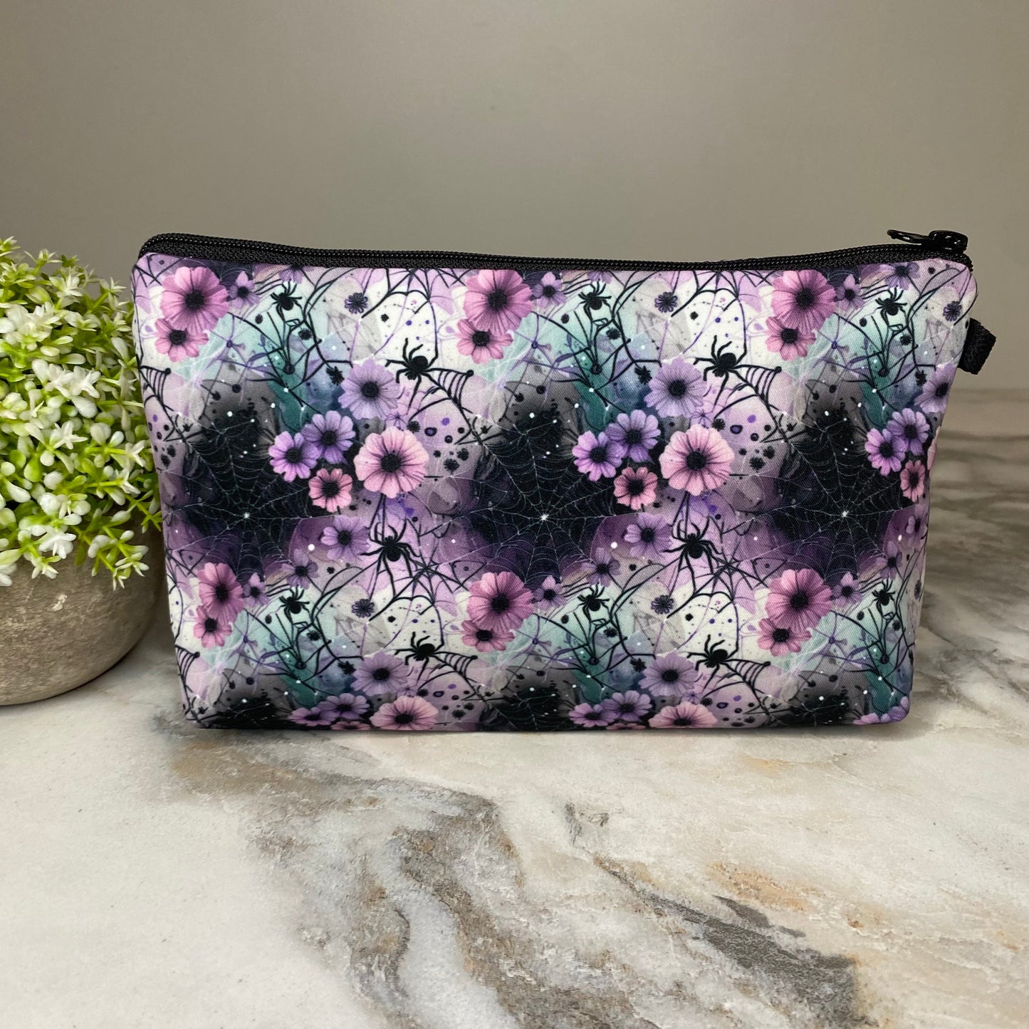 Pouch - Spider Web Floral Purple Pink Teal
