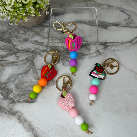 Keychain - Silicone Bead - Teach, Red MNC