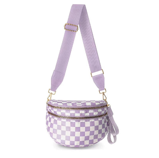Roni - Checkered - Nylon Crossbody - Light Purple