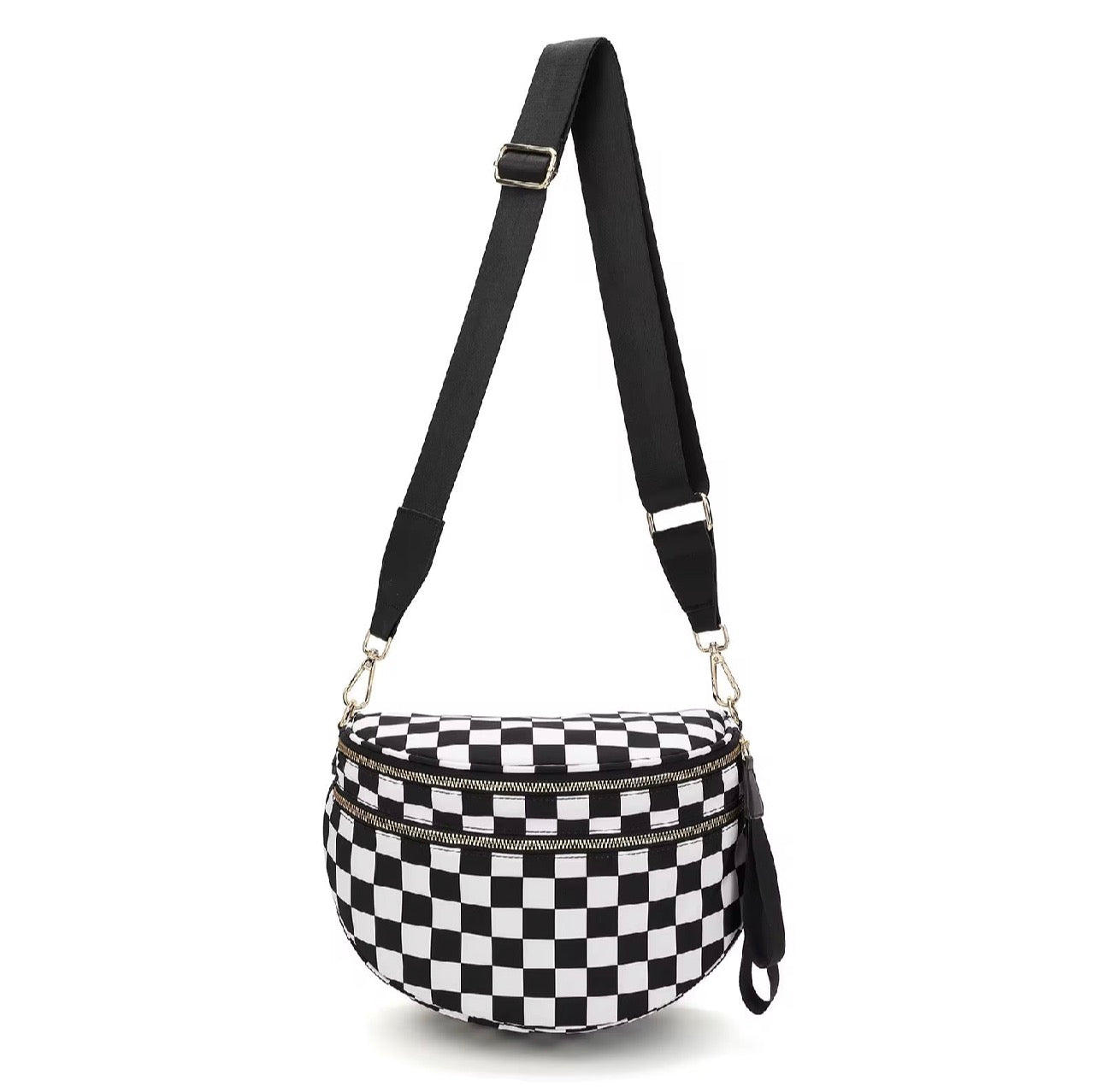 Roni - Checkered - Nylon Crossbody - Black & White