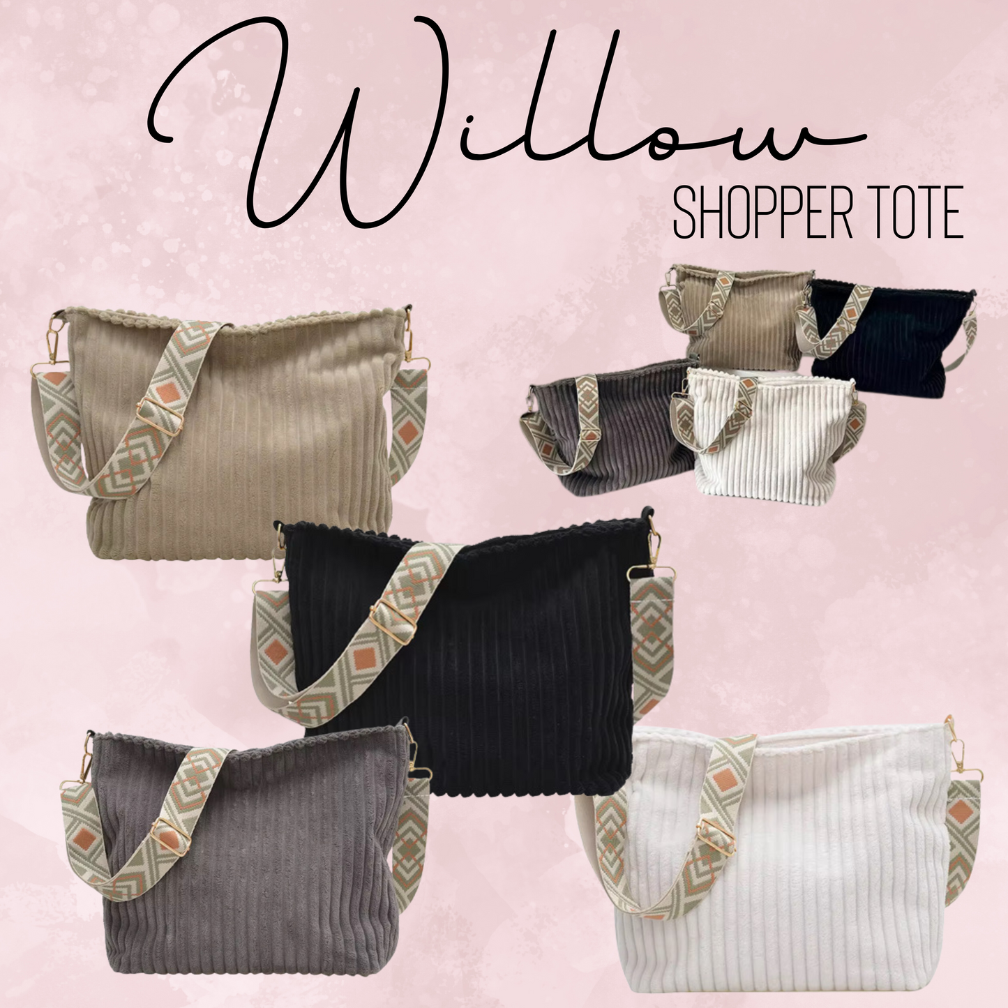 Willow - Corduroy Shopper Purse - PREORDER 7/16-7/19