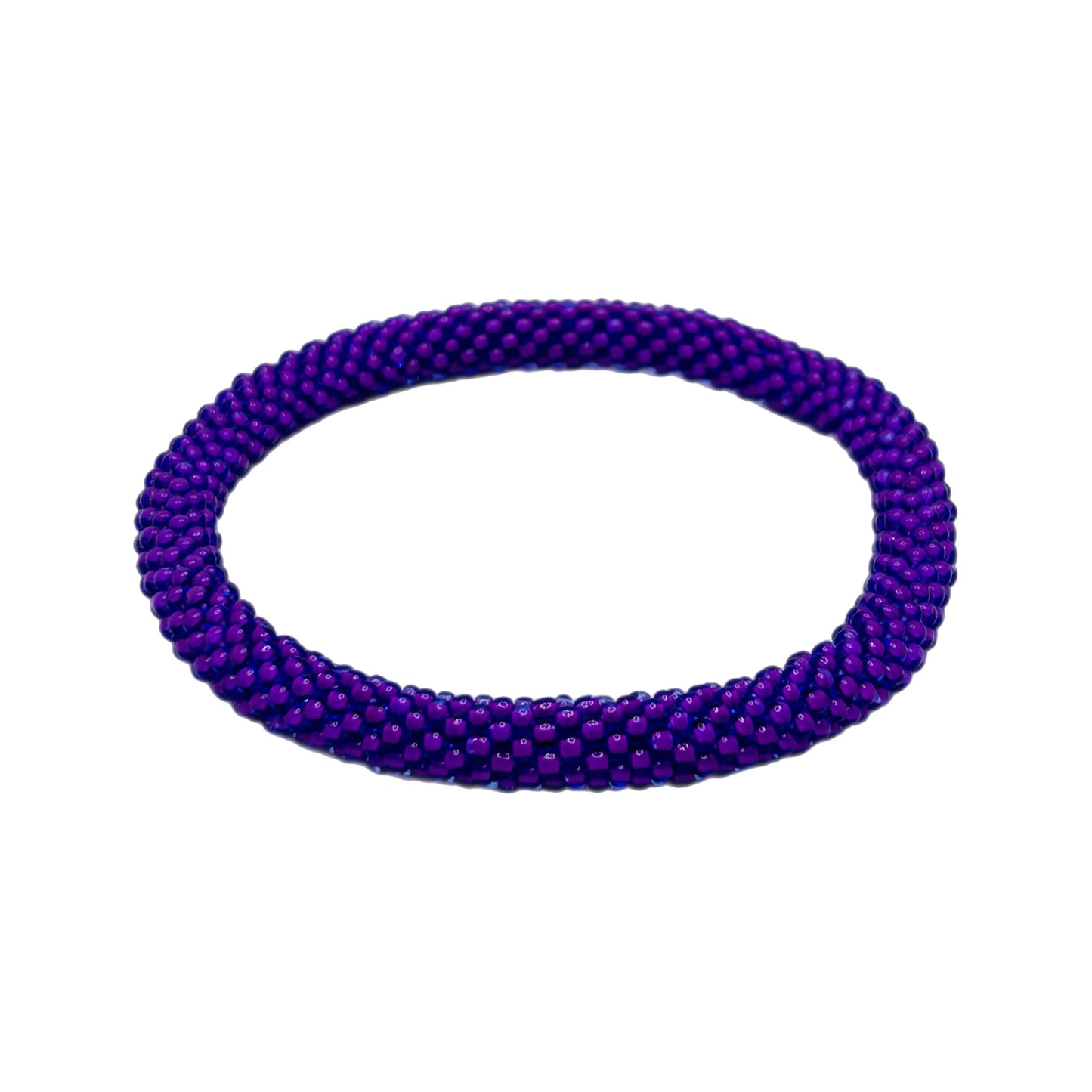 Glass Beads Purple Passion Solid Bracelet Extended 8" #14 MNC