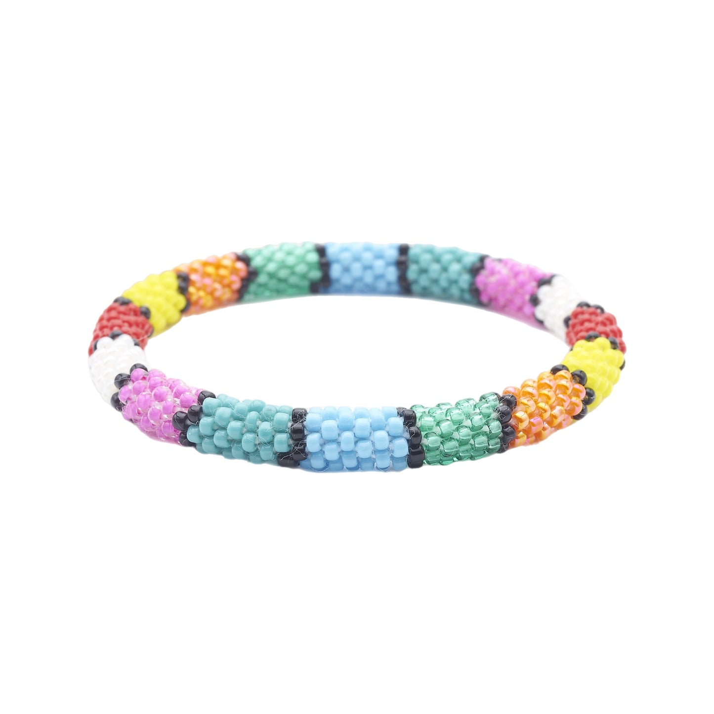 Glass Beads Rubik's Bracelet Extended 8" #17 MNC