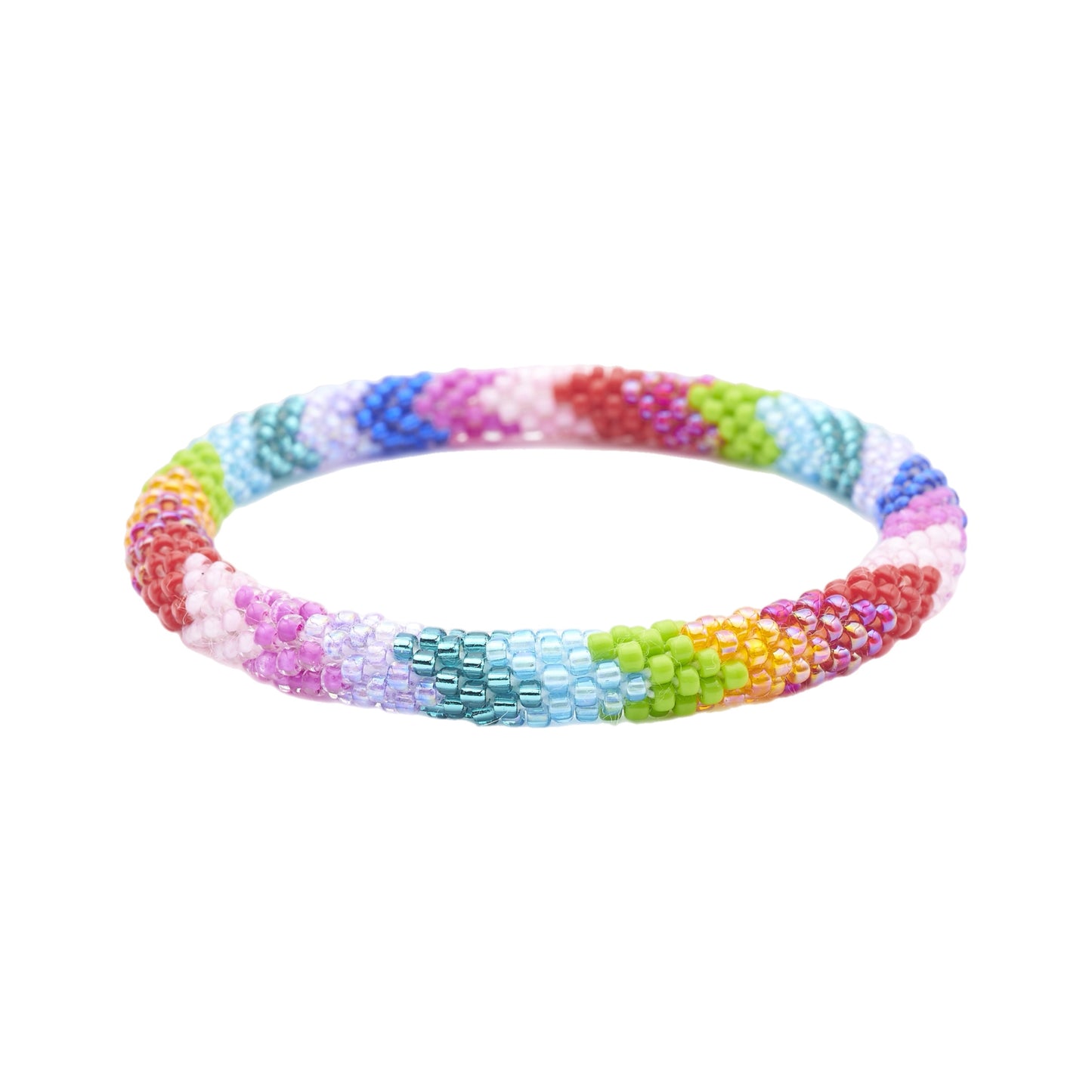 Glass Beads Rainbow Bracelet Extended 8" #16 MNC