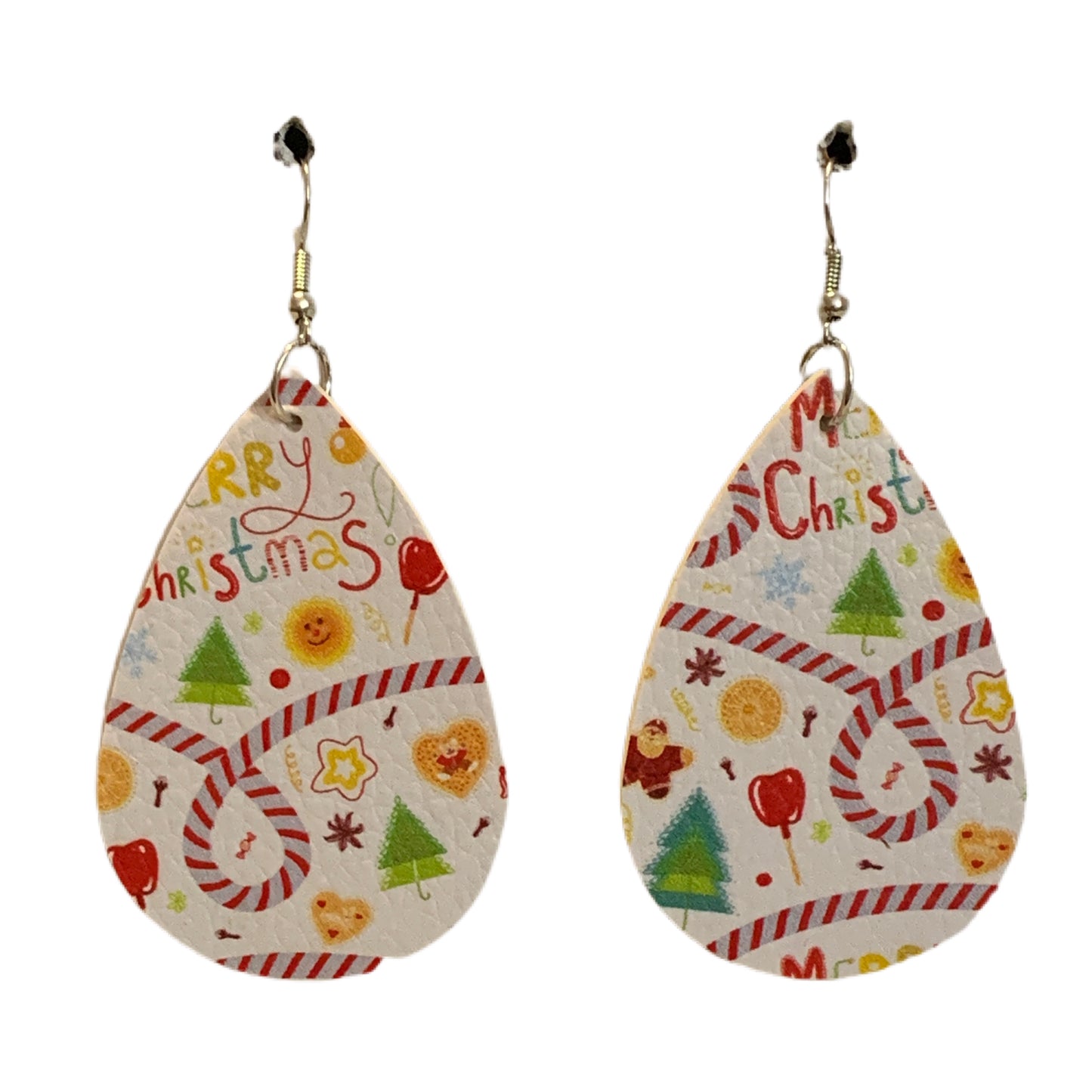 Faux Leather Teardrop Earring Christmas #3 MNC
